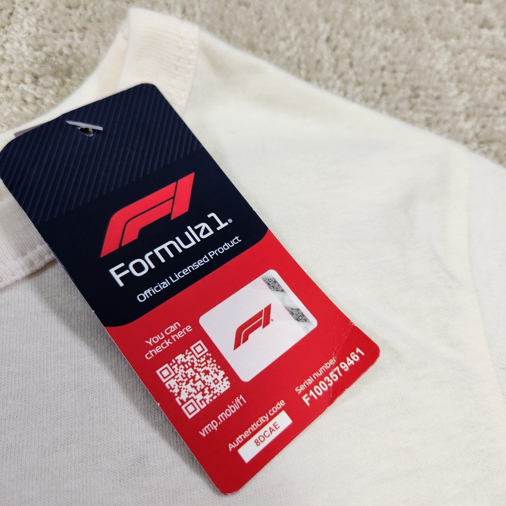 Formula 1 Shirt Men Medium Hybrid Racing Tee White Cotton Blend - Picture 3 of 8